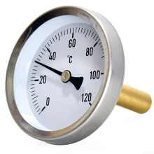 63mm Bimetallic Thermometer 0120C Stainless Steel Dial with Brass Sleeve for Boilers and Heating