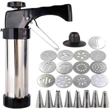 Cookie Press with 13 Stainless Steel Discs and 8 Icing Tips, Spritz Cookie Maker for Baking