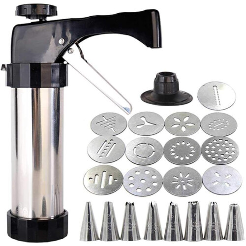 Cookie Press with 13 Stainless Steel Discs and 8 Icing Tips, Spritz Cookie Maker for Baking