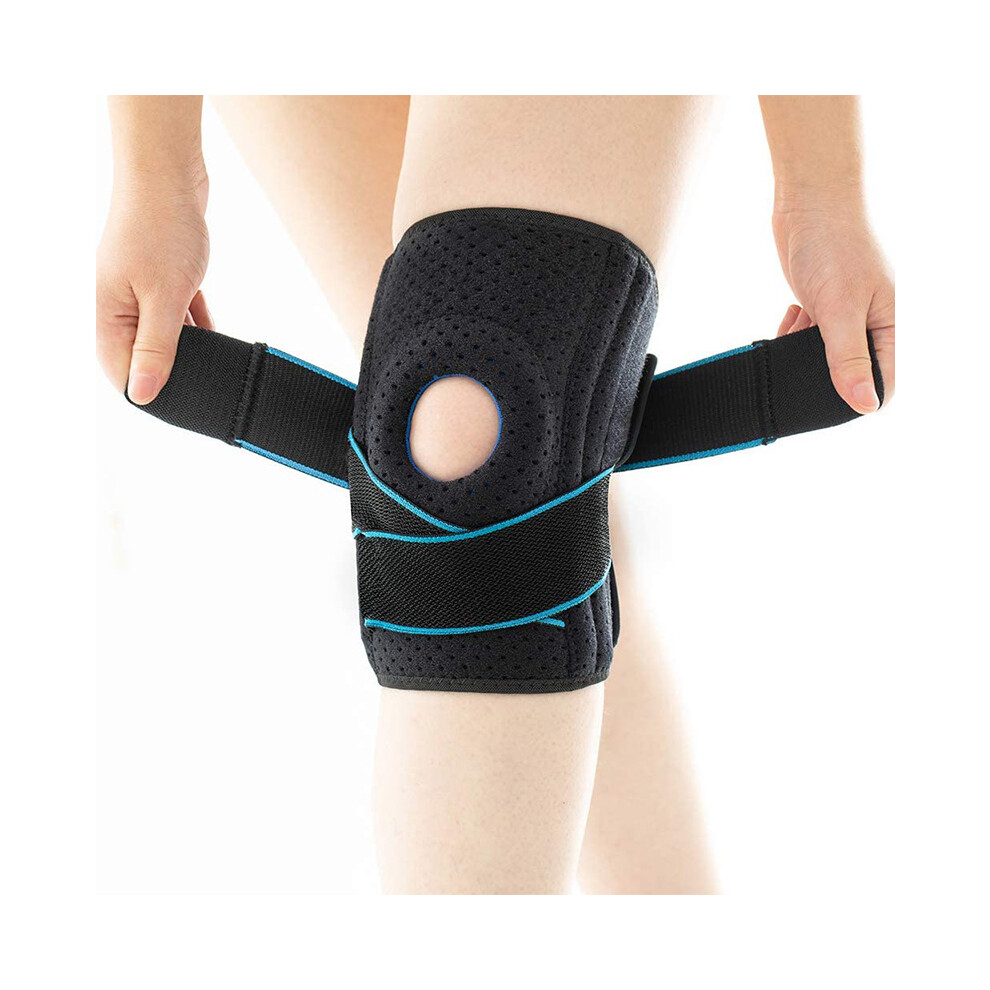 Unisex Knee Support with Side Stabilizers, Patella Knee Support for Meniscus Tear Recovery, Adjustable Velcro, Compression Knee Support for Arthritis