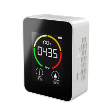 Efficiënte 3-in-1 CO2-koolstofdioxidedetector, witte luchtkwaliteitsmonitor met app-connectiviteit, ideaal voor landbouw en kassenbeheer.