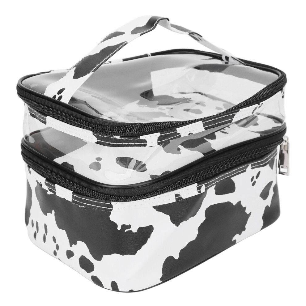 Travel Makeup Bag with Transparent Pocket, Lightweight & Portable Cosmetic Organizer Waterproof Durable PVC Material Multifunctional Storage