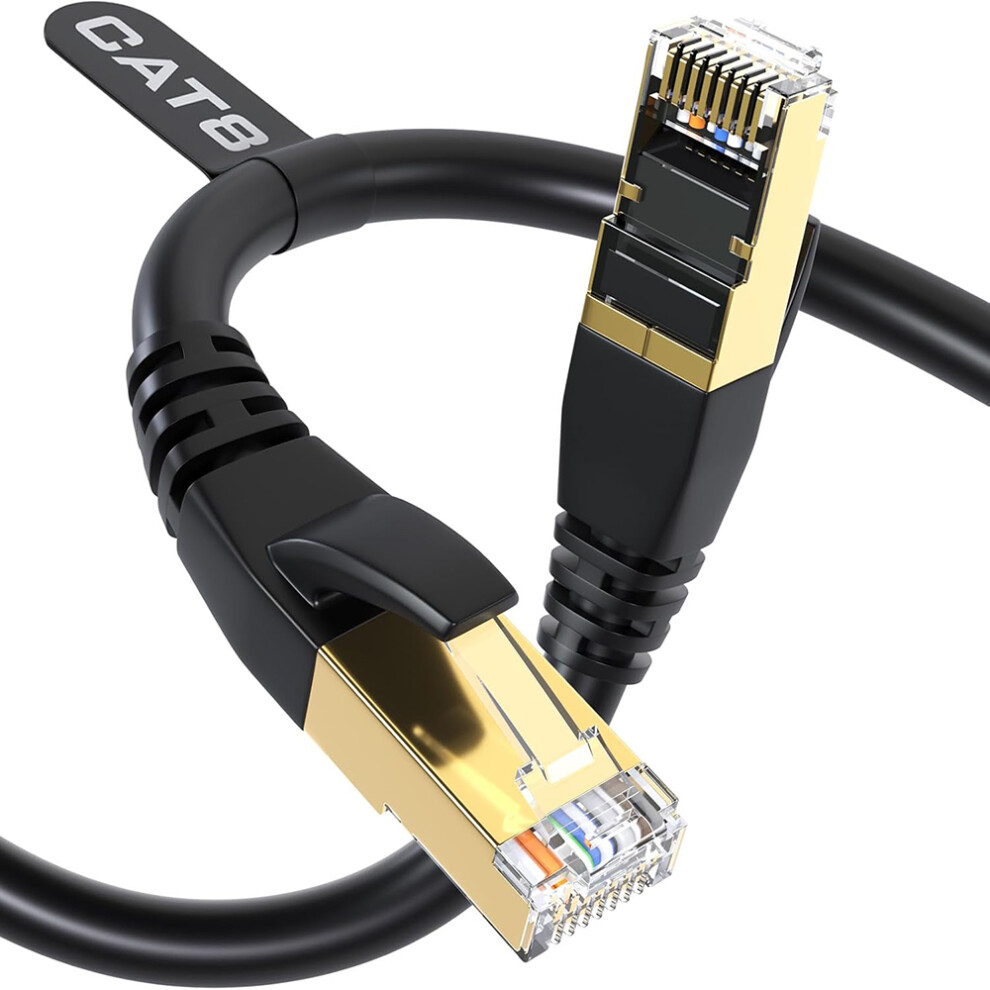 Professional Grade Cat8 Ethernet Cable, Waterproof Sftp 26Awg With Rj45, 40Gbps 2000Mhz Network Cord For Gaming Streaming, Wide Compatibility Gold 9165521325139