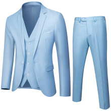 Men's Three-Piece Slim Fit Suit Set, Notched Lapel Lightweight Suit Jacket with Single Breasted Closure, Breathable Full Lining Blazer for Business