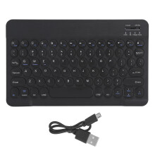 Teclado Bluetooth sem fio, elegante e portátil, com 84 teclas, textura de metal escovado, teclas redondas retrô, teclado ergonômico estilo