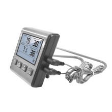 Digital Meat Thermometer Dual Probe with Timer and Alarm for BBQ Grill Oven and Smoker Cooking