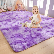 Soft Rainbow Area Rugs 3x5 Feet Fluffy Girls Bedroom Rug Purple Princess Rug Nursery Toddler Carpet