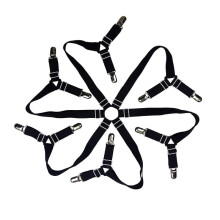 Bed Sheet Straps and Clips, Adjustable Elastic Sheet Holders, Secure Lock for All Mattress Sizes, Black