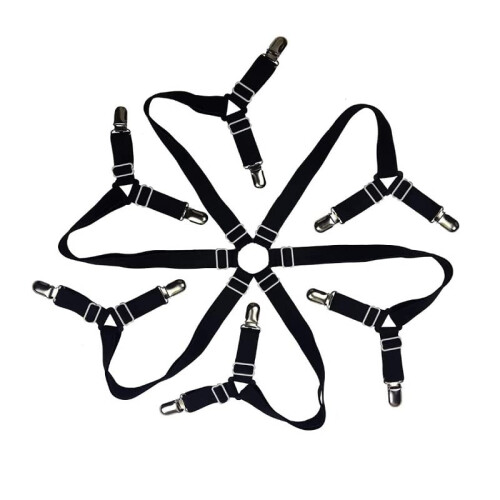 Bed Sheet Straps and Clips, Adjustable Elastic Sheet Holders, Secure Lock for All Mattress Sizes, Black