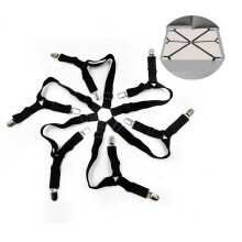Sheet Fasteners Adjustable Elastic Straps For Full Queen King Twin Beds, 6Way Cross Clips For Round/Square Mattresses