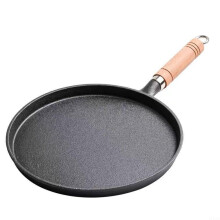Cast Iron Pancake Pan Nonstick Crepe Pan with Wooden Handle, 20cm 23cm 26cm, Heat Retention