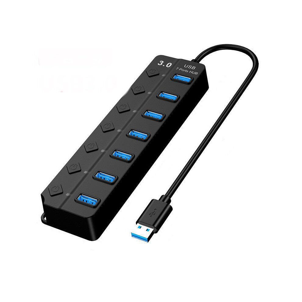 Usb 3.0 Hub 7 Port Speed Data Transfer With Individual Power Switches For Pc And Laptop 9199774415019