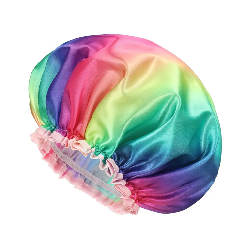 Bonnet de douche imperméable multi-usages, bonnet de bain réutilisable et ajustable avec cordon de serrage et sangles élastiques faciles à