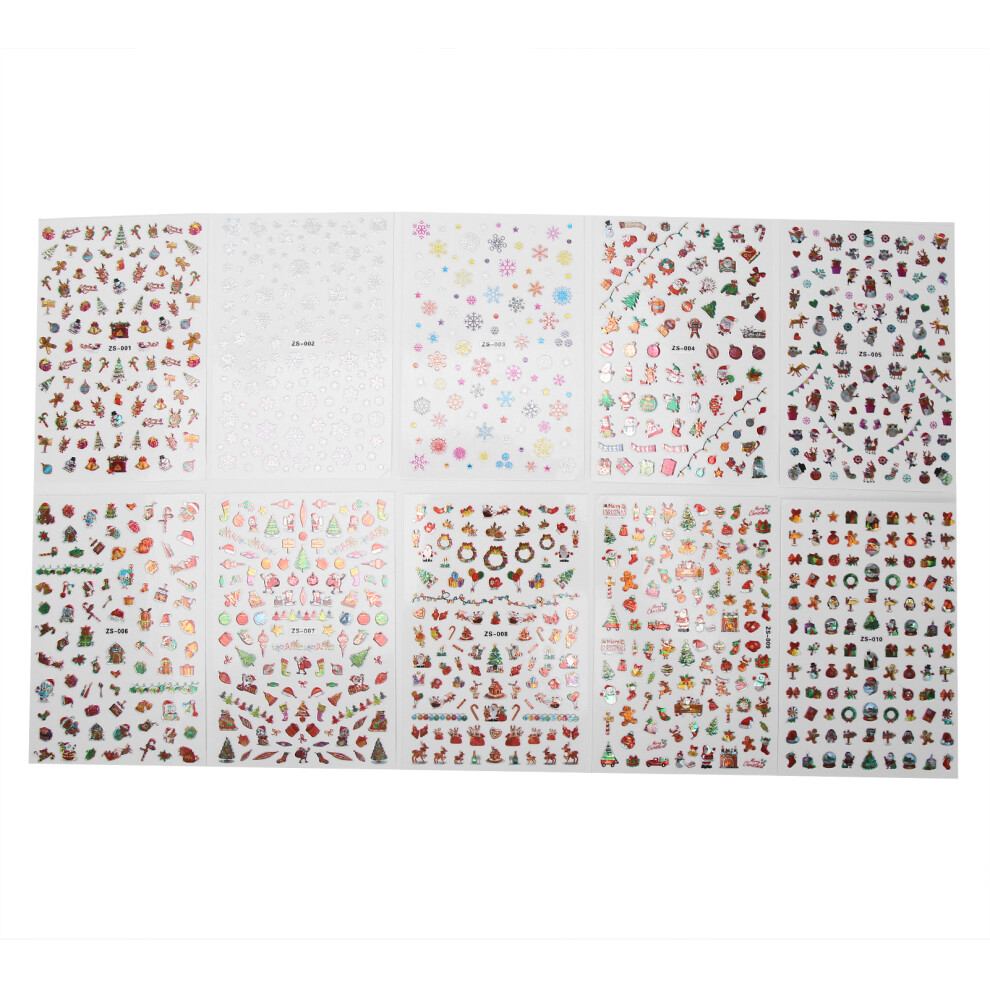 Elk And Carriage Nail Art Stickers Christmas Themed Self Adhesive Nail Decals For Holiday Season DIY Manicure Supplies Easy To Apply Santa Claus Rein