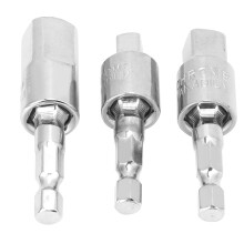 3-TLG. Metall-Hex.-SteckSchlüssel-Adapter-Set, 360 drehbar, silber