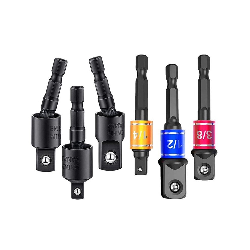 Hexagonal To Square Socket Adapter Shank Drill Adaptor Set, 4-In-1 Impact Grade Socket Adapter 4712109628899