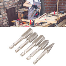 Rotary File Set 5Pcs 1/4in Hex Double Cut Metal Bits for Carving and Polishing