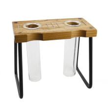 Plant Propagation Station with Hydroponic Glass Vase and Wooden Stand for Cuttings and Seedlings