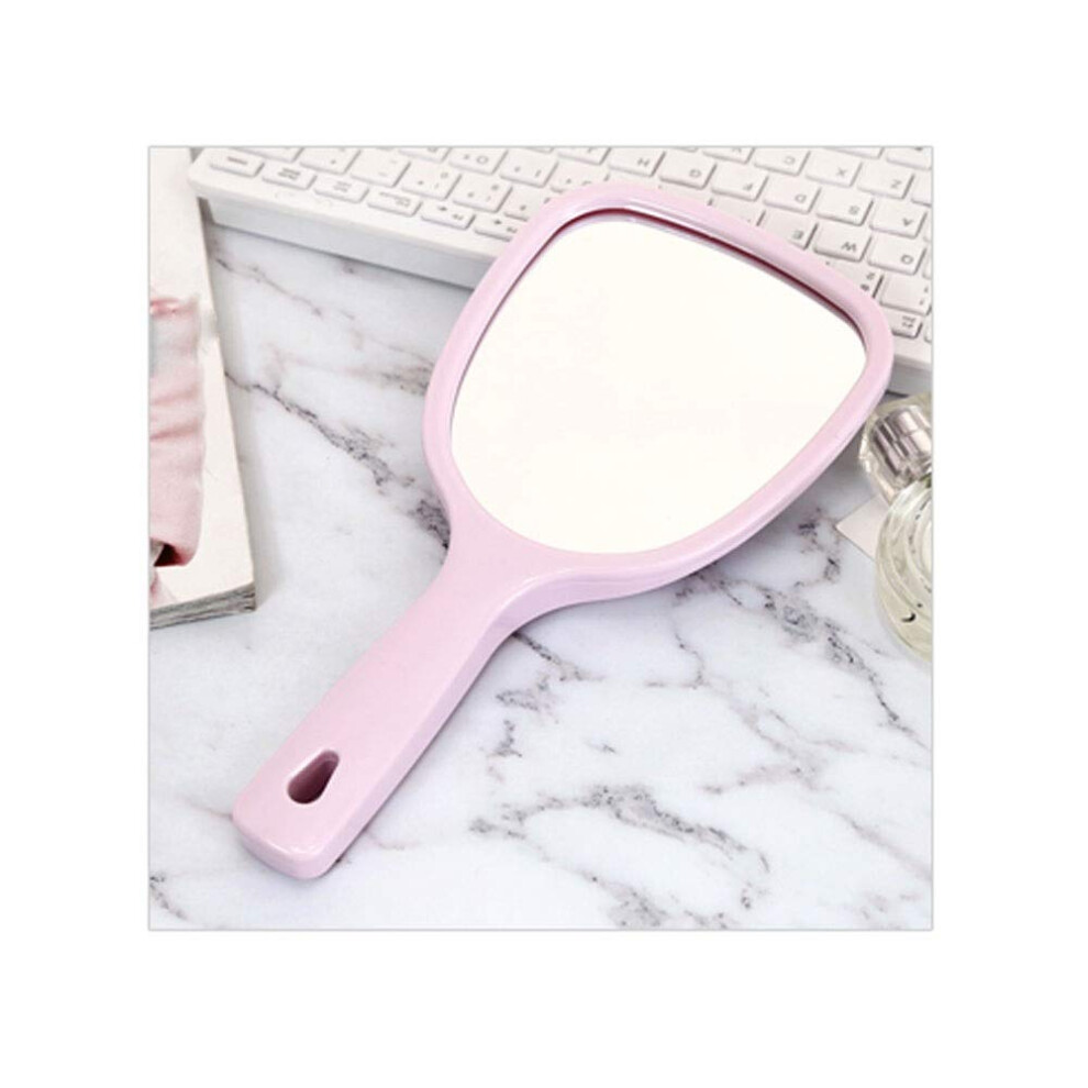 Vanity Mirror Hand Held Cosmetic Mirror With Handle 26 X 13 CM Pink Travel Makeup Mirror For Hairdressers Camping