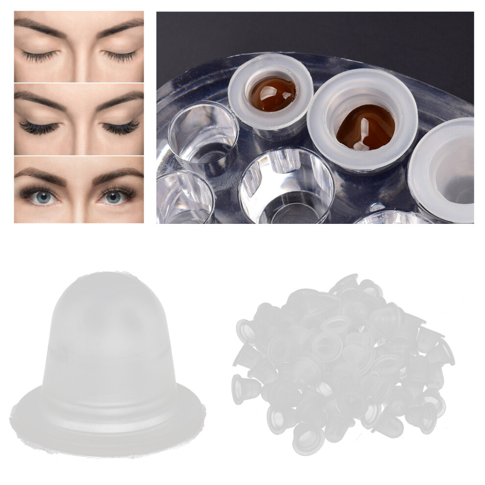 Disposable Tattoo Ink Cups 100pcs Silicone Caps for Microblading