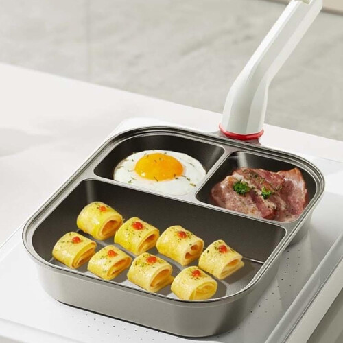 Nonstick Egg Pan with ThreeCup Cooking Design, Induction Compatible Breakfast Skillet 1