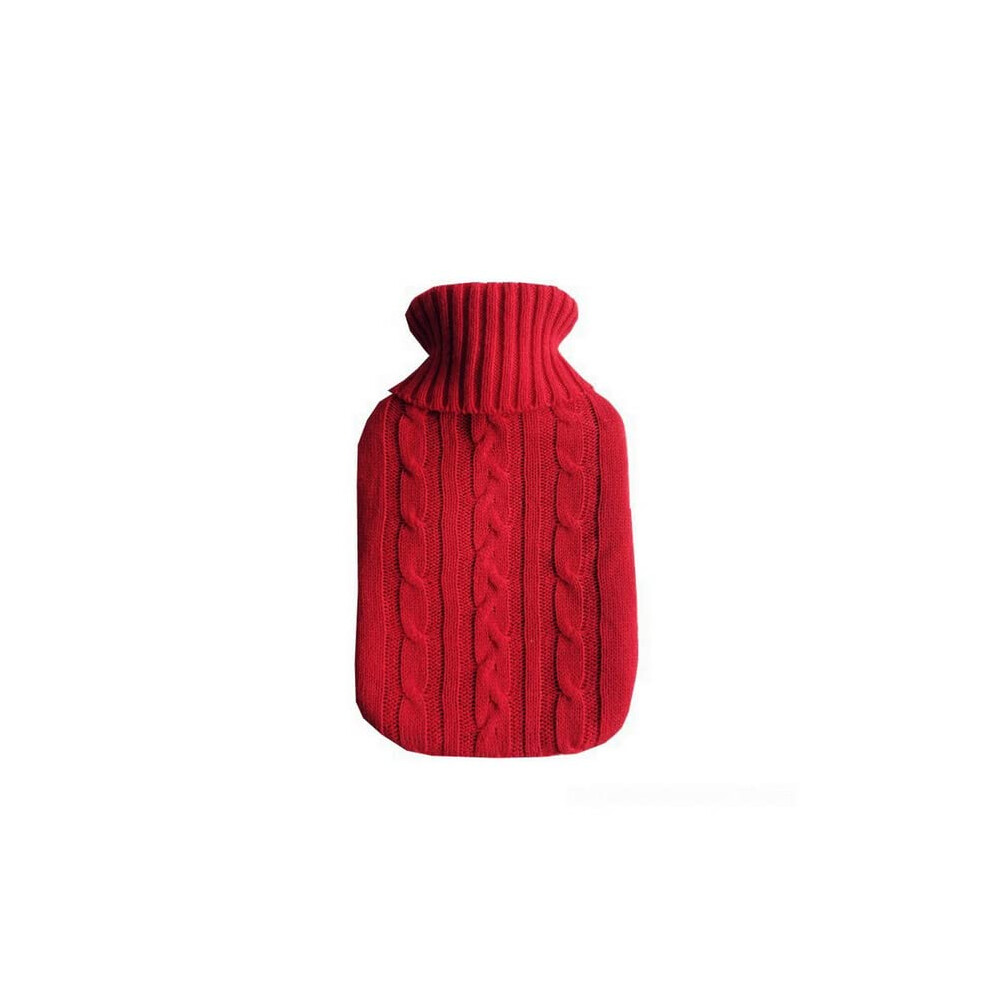 Coral/Red Hot Water Bottle Cover For 2L Flat Hot Water Bag Fleece Knitted