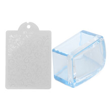 Clear Silicone Nail Art Stamper Jelly Style Rectangular Tool with Scraper for Professional Nail Artists Flexible Film Compatible Rich Color Retention