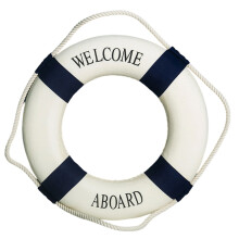 Lifebuoy Ring for Boat Wall Decoration, Wall Hanging Ornament Home Wall Decor with Welcome Aboard Style, Soft Durable Cotton Foam Nautical Decor for