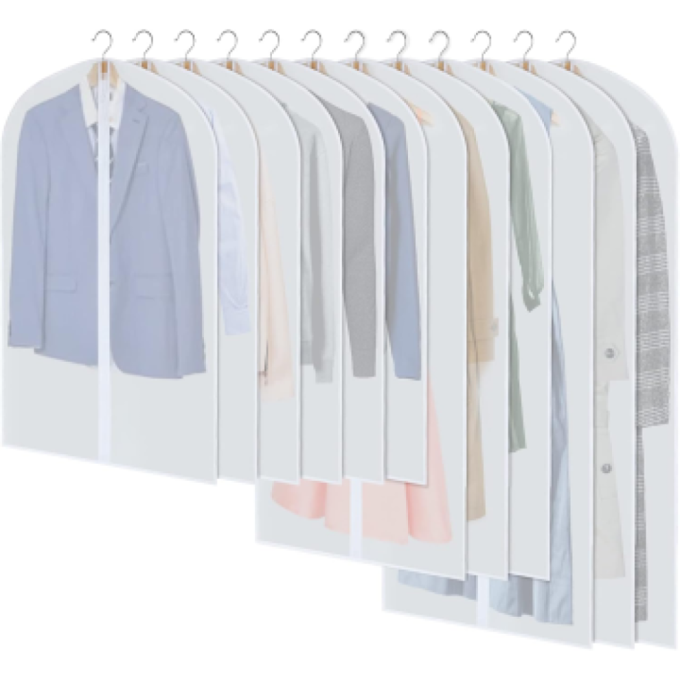 Lightweight Garment Bags for Closet, Visible Suit Protector Cover with Full-Length Zipper Clear Garment Bags for Dust Proof Travel Storage, Reusable
