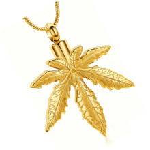 Romantische Ahornblätter Design Haustier-Urnen-Halskette-Gold