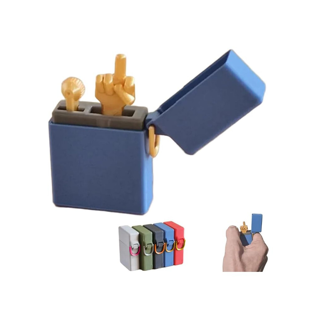 Blue Funny Middle Finger Lighter 3D Printed Popup Box Novelty Lighter Gift For Adults