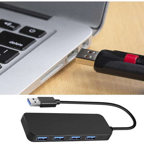 USB Hub for Laptop with Speed Data Transfer, PlugandPlay, Multiport Adapter USB2.0 Black 2