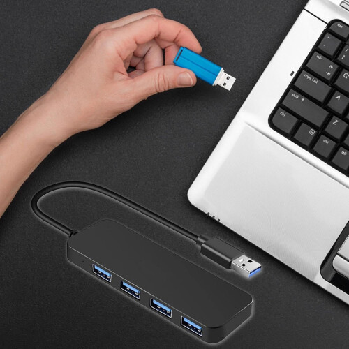 USB Hub for Laptop with Speed Data Transfer, PlugandPlay, Multiport Adapter USB2.0 Black 1
