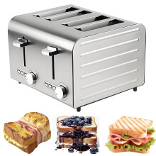 Commercial Stainless Steel Toaster 4 6 Slice with 7 Heat Settings Wide Slots for Restaurant Hotel Use