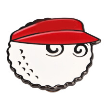 Golfball-Hutclip-Marker - Rot, Zinklegierung, 3,2x3,4cm
