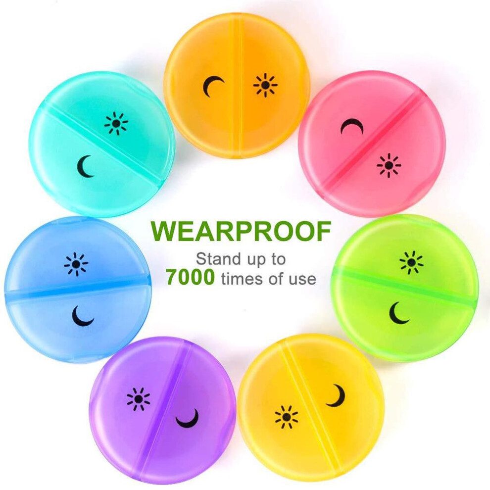 7 Day Weekly Pill Organizer 14 Compartments Color Travel Medicine Box