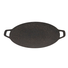 Barbecue Grill Pan Round Cast Aluminum 28 Cm NonStick Coating Even Heat Distribution Griddle for Home Kitchen