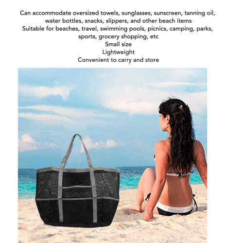 Sac de plage en maille gris durable - Étanche & grande capacité 2
