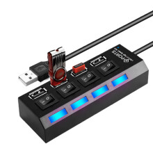 USB 3.0 Hub with Individual Switches, Speed MultiPort Splitter for Multiple Devices