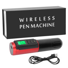 Caneta de tatuagem ajustável para artistas profissionais, máquina de tatuagem rotativa com cartucho e motor sem núcleo, com visor digital de LED e