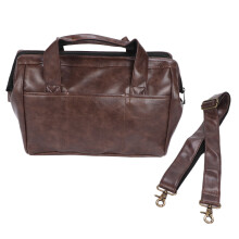 Pasta executiva de couro com vários bolsos para homens, alça de ombro ajustável, estilo mensageiro vintage, compartimento protetor de espuma e