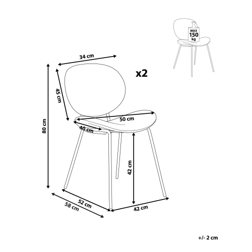 Beliani Set of 2 Dining Chairs LUANA Boucle White 2