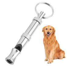 Adjustable Ultrasonic Dog Trainer Whistle Nickel Plated Brass Silver With Key Ring Loop For Barking Control