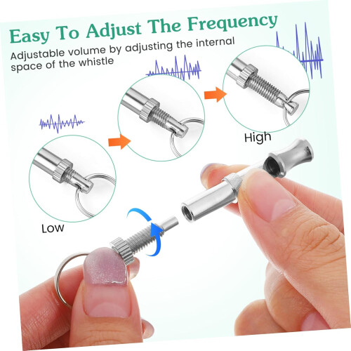 Adjustable Ultrasonic Dog Trainer Whistle Nickel Plated Brass Silver With Key Ring Loop For Barking Control 1