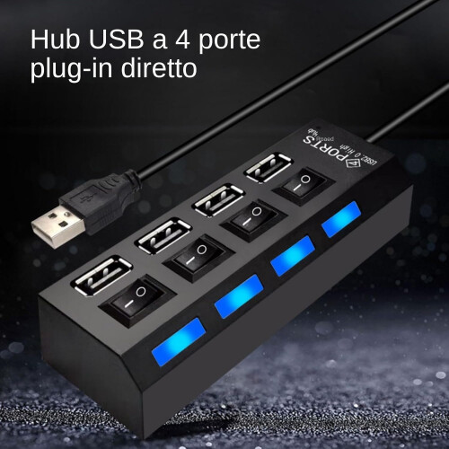 USB Hub MultiPort Adapter with Independent Switch, Compact EnergySaving Design for Home Office 1