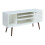 Meuble TV - HELLOSHOP26 - 130x40x66 cm - Blanc - 3 Compartiments - Design Moderne 1
