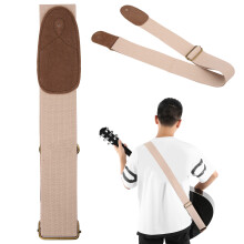 Retro Style Widened Cotton Flannel Guitar Strap Adjustable Shoulder Belt Khaki