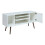 Meuble TV - HELLOSHOP26 - 130x40x66 cm - Blanc - 3 Compartiments - Design Moderne 2