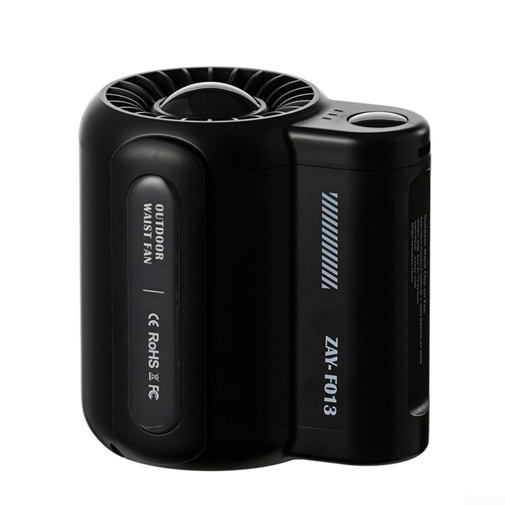 Waist Clip Fan Usb Rechargeable Bladeless Hands Cooling With Threespeed Airflow, Black 9199774421690