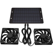 Solar Exhaust Fan 10W Dual Waterproof Solar Powered Ventilation for Greenhouse and Camping